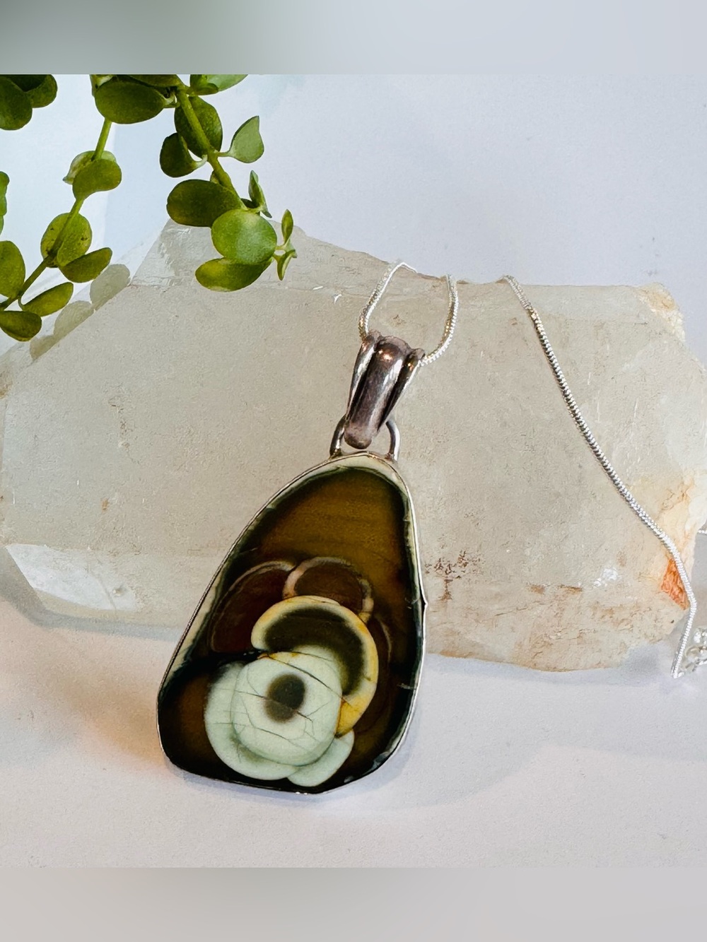 Imperial Jasper 925 Sterling Silver Pendant 2.25” Tall